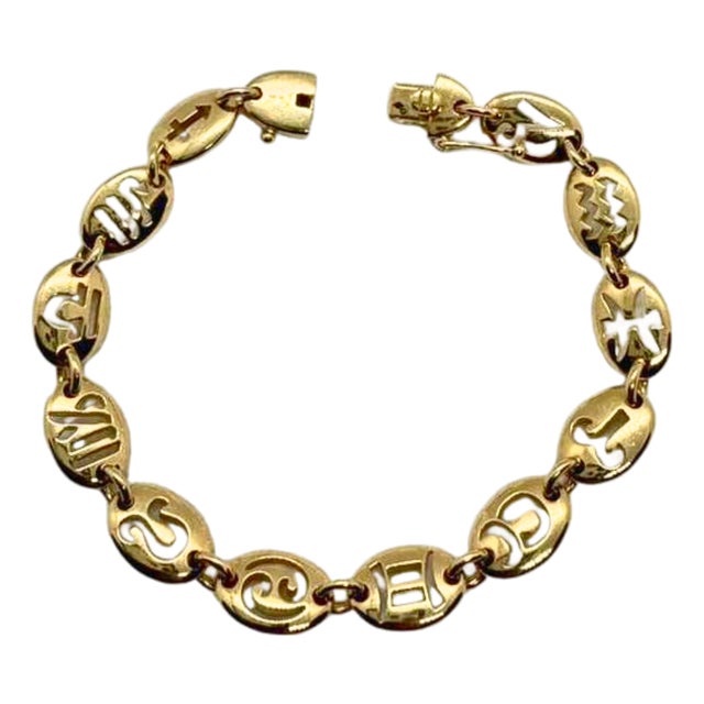 1970s Van Cleef & Arpels Zodiac Star Astrological Signs Vintage Rare 18k Gold Bracelet For Sale