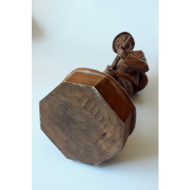 1930s - Antique Handcarved Wooden Sculpture of a Hunter For Sale - Image 10 of 10