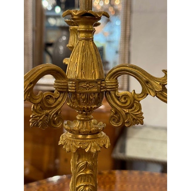 Pair of 19h C. French Louis XVI Gilt Bronze Candelabras For Sale In Dallas - Image 6 of 7