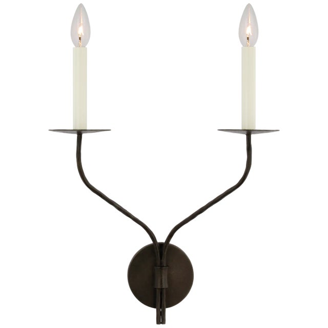 Traditional Ian K. Fowler for Visual Comfort Signature Belfair Large Double Sconce in Aged Iron For Sale - Image 3 of 4