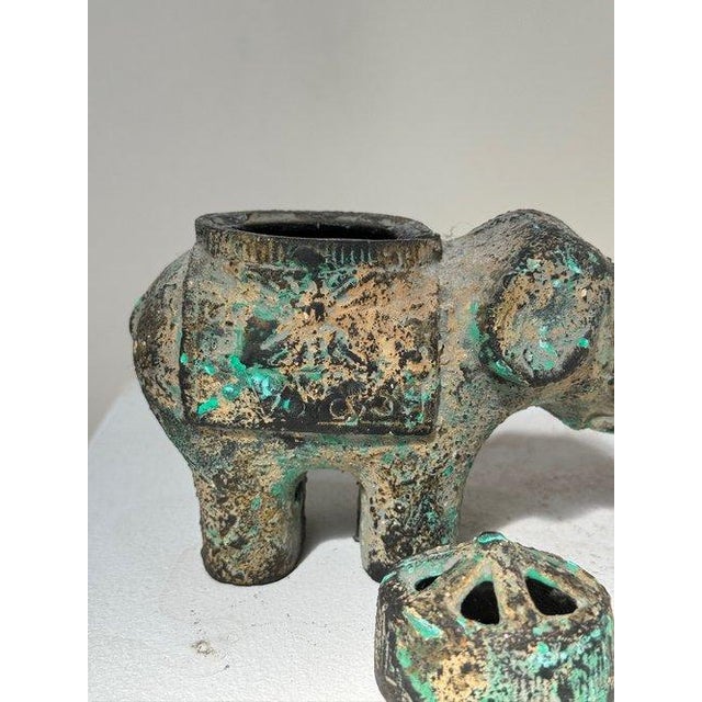 Asian Antique Antique Japan Gold Gilt Good Luck Elephant Censer For Sale - Image 3 of 8