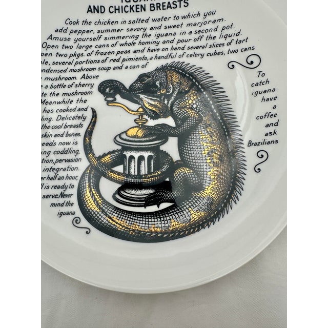 Fornasetti IGUANA AND CHUICKEN BREASTS Improbable Plate Recipe Plate made for Fleming Joffe a leather goods company in...