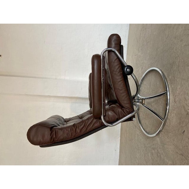 Vintage Brown Leather Ekornes Stressless Reclining Lounge Chair & Stool 1960,s For Sale - Image 10 of 18