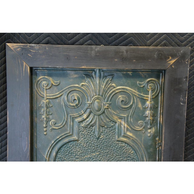Antique Decorative Embossed Hammered Tin Panel With Trophy Urn For Sale - Image 6 of 10