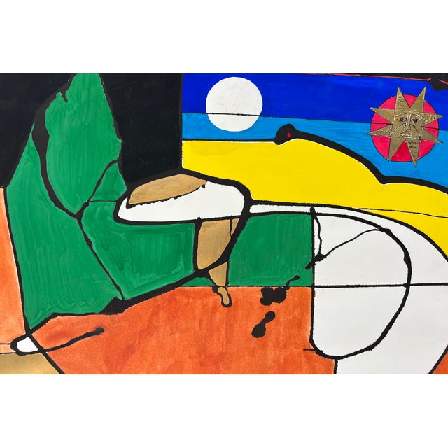 Paper Modernist Abstract "Manan Du Terre" by Lt Milton 1987 For Sale - Image 7 of 8