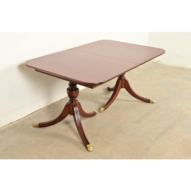 Baker Furniture Company Baker Furniture Style Georgian Mahogany Double Pedestal Extension Dining Table, Newly Refinished For Sale - Image 4 of 18
