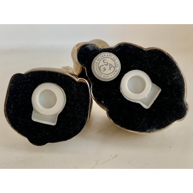 Late 20th Century Vintage Godinger Silverplate Rabbit, Bunny Salt & Pepper Shakers- A Pair For Sale - Image 9 of 11