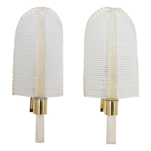 Murano Glass Wall Sconces from Barovier & Toso, Italy, 1970s, Set of 2 For Sale