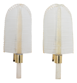 Murano Glass Wall Sconces from Barovier & Toso, Italy, 1970s, Set of 2