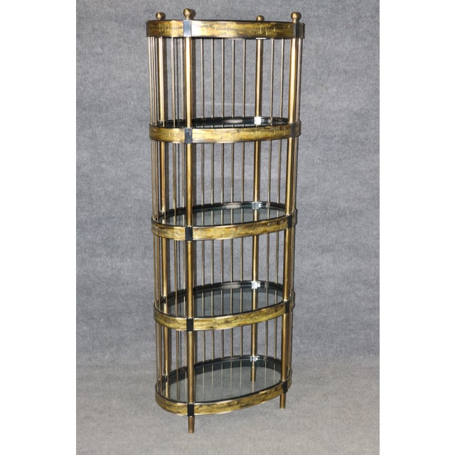 Brass Bernard Rohne for Mastercraft Acid Etched Modern Brass and Metal Etagere For Sale - Image 8 of 10
