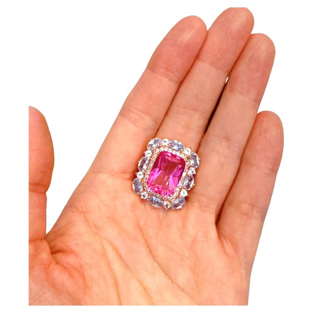 Classic Italian Bochic "Capri" Ruby & Tanzanite Ring Set In 18K Gold & Silver For Sale - Image 15 of 18