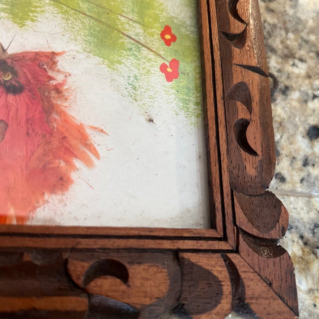 Original Boho Art of Mexican Feather Craft Birds. Vintage 1970’s. Pair. For Sale - Image 9 of 9