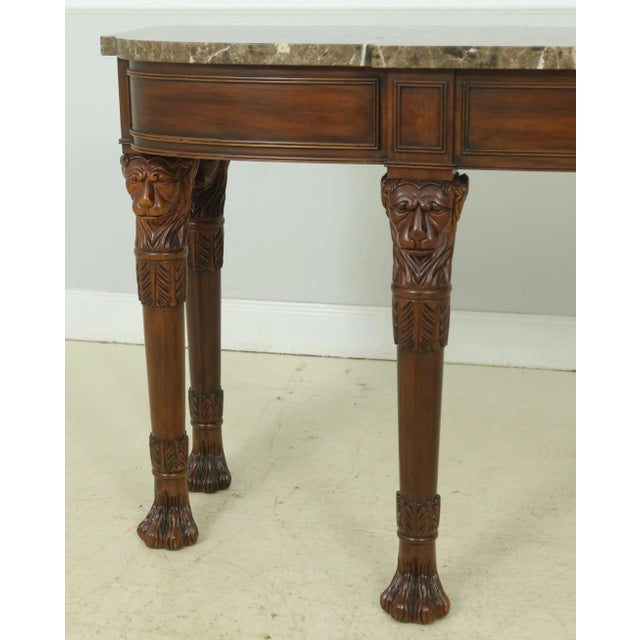 Henkel Harris Henkel Harris Lion Carved Mahogany Marble Top Console Table For Sale - Image 4 of 10