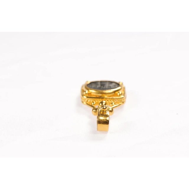 4th Century Greek Bronze Coin W 22 Karat Gold Setting For Sale - Image 4 of 12