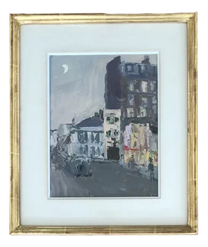 Paul Mathey, Demi Lune, Watercolor on Paper, Framed