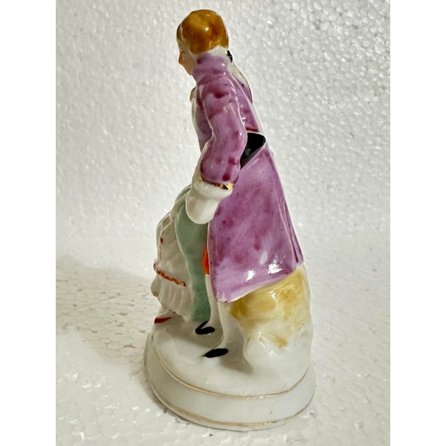 Vintage Hand Painted Porcelain Victorian Couple Figurine Made in Japan For Sale - Image 4 of 7