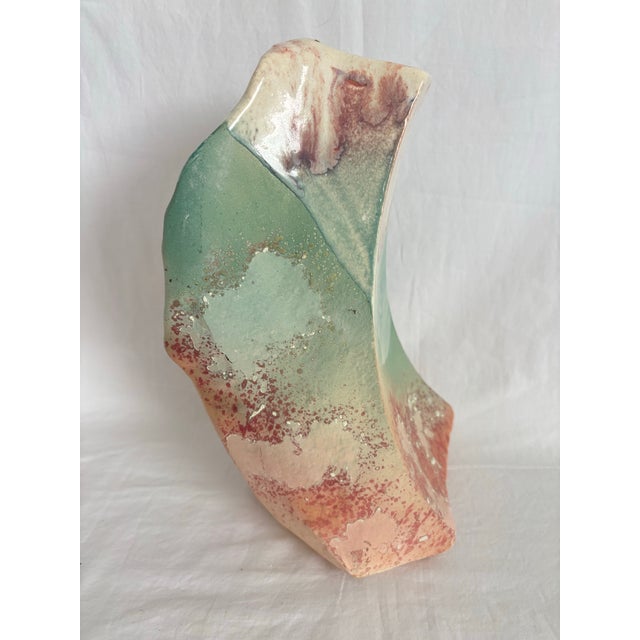 Tony Evans Signed #11 Raku Abstract Modernist “Ancient Sands” Includes Certificate of Authenticity The piece is a vintage...