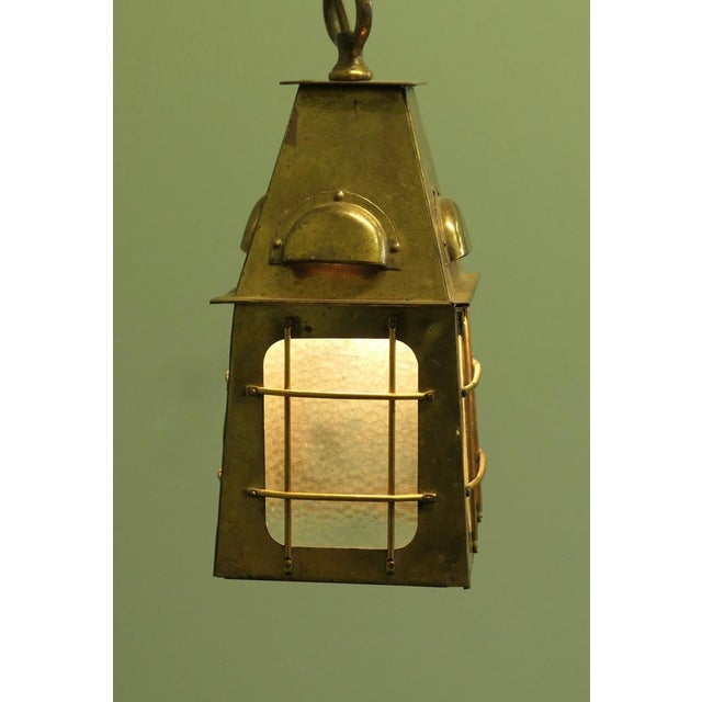 1920s Arts and Crafts Brass Hall Lantern, 1920s For Sale - Image 5 of 8