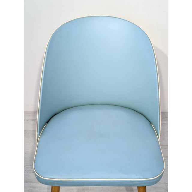 Animal Skin Vintage Blue Leather Armchair, 1950s For Sale - Image 7 of 14