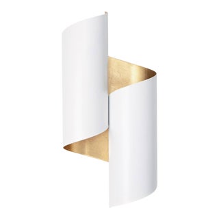 Regina Andrew Folio Aluminum Sconce, White & Gold For Sale