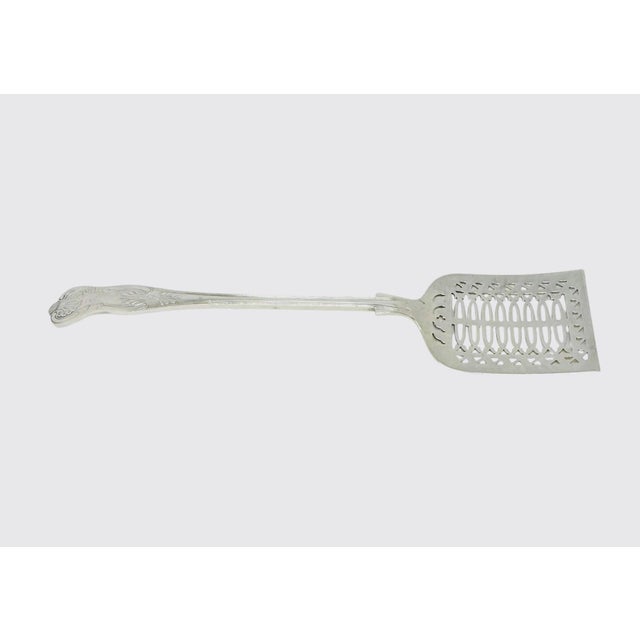 Victorian Vintage English Silver Plate Epns 13 1/4" Victorian Style Slotted Asparagus Server For Sale - Image 3 of 12
