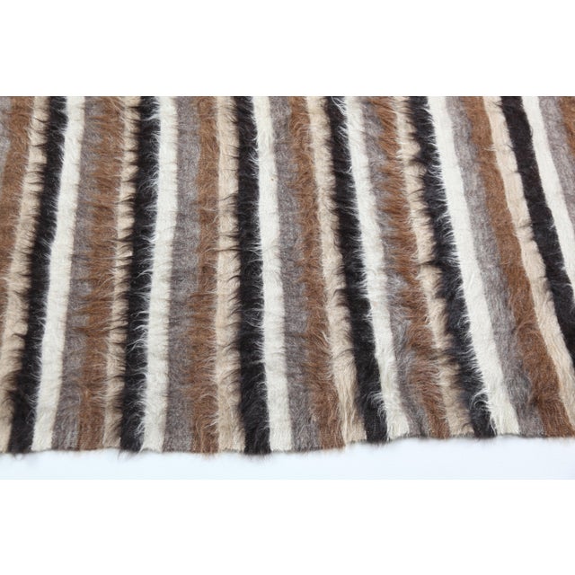 Mid 20th Century Handwoven Tribal Modern Stripe Kilim – Wool Flatweave Art Rug -4' X5' 7'' For Sale - Image 12 of 12