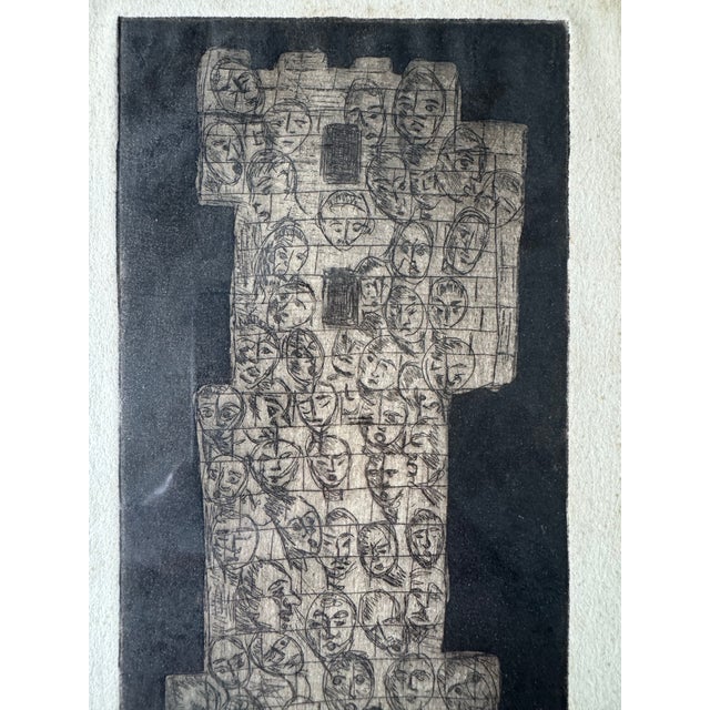 1970s Judith Claussen Brazilian Modernist “Tower of Babel” Artist Proof Etching For Sale - Image 5 of 7