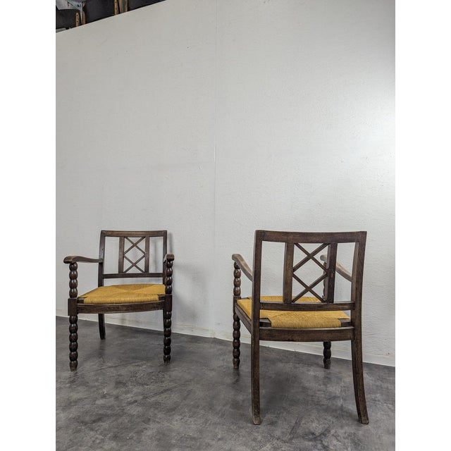 Brutalist Carved Coil Armchairs, Set of 2 For Sale - Image 3 of 5
