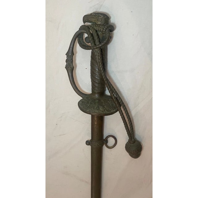 Large Antique Solid Bronze American Eagle Sword Military Sculpture Wall Statue For Sale - Image 11 of 18