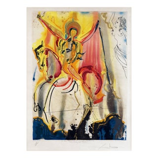 Salvador Dali, Le Cavalier Triomphant, 1973, Drypoint Etching on Chromolithograph For Sale