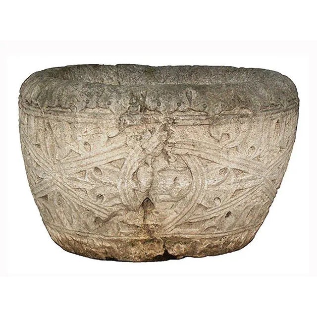 Italian Antique Italian Relief Carved Istrian Marble Planter For Sale - Image 3 of 12