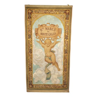 18th Century Italian Devotional Painted Tapestry For Sale