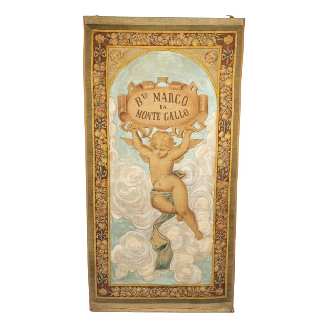 18th Century Italian Devotional Painted Tapestry For Sale