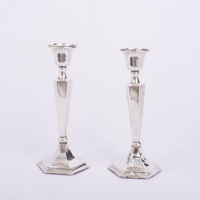1910s 1910s Edwardian Sterling Silver Rowing Trophy Candlesticks - a Pair For Sale - Image 5 of 11
