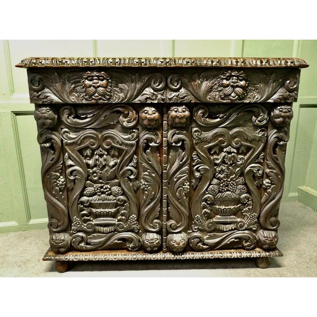 Early 19th Century Antique Gothic Carved Oak Cabinet, 1800 For Sale - Image 5 of 9