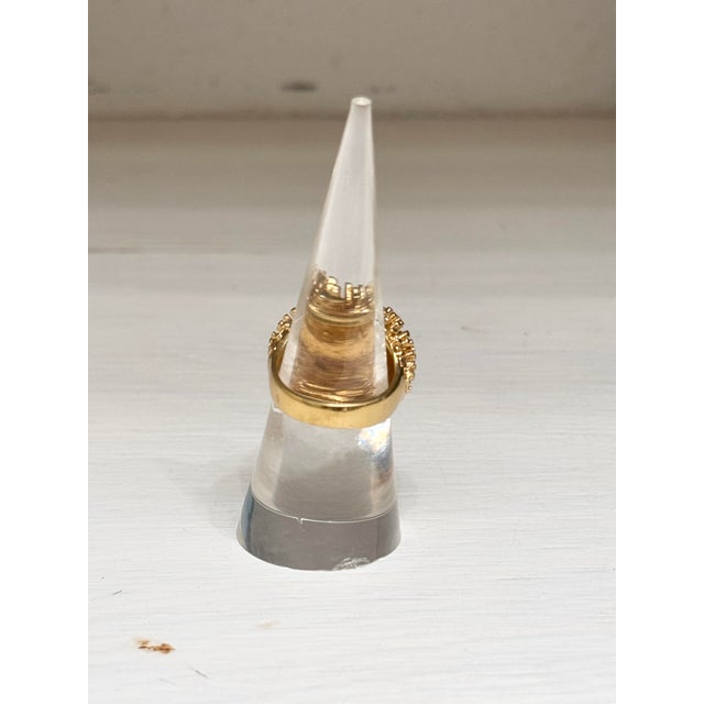 Metal Vintage Mid-Century Style Gold-Tone Spiked Sea Urchin Dome Cocktail Ring For Sale - Image 7 of 10