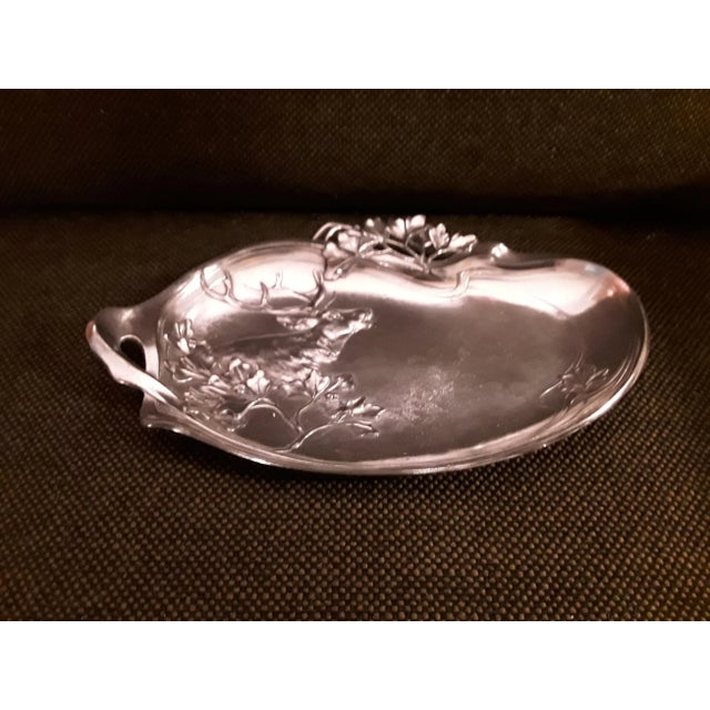 Art Nouveau German Silver Plated Pewter Business Card Tray, in Good conditions. Designed 1890 to 1919