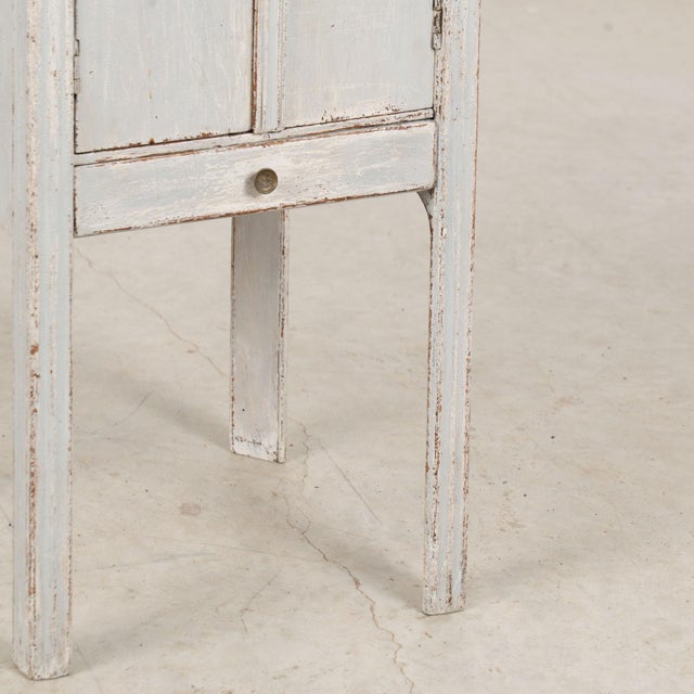 19th Century Small Swedish Original Gray Painted Pine Cabinet Nightstand For Sale - Image 11 of 13