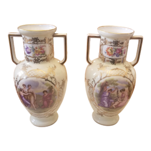 Pair of 1910s Porcelain Armed Vases
