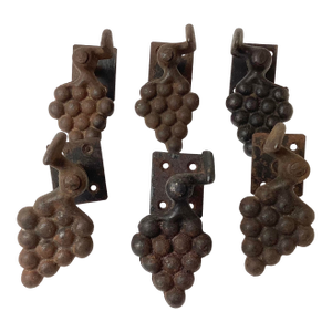 Antique Cast Iron Grape Shutter Dogs Set of 6