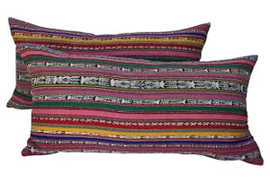 Colorful Striped Ikat Pillows - A Pair
