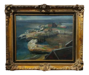 Bernard Glasgow - 1930s California Harbor Scene Oil Painting