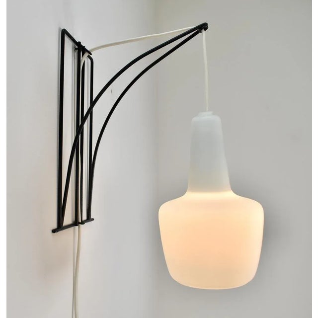 Metal Modernist Wall Sconce in Wire Metal and Glass For Sale - Image 7 of 12