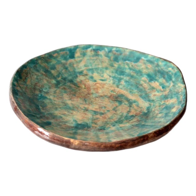 Vintage Coastal Freeform Studio Pottery Platter For Sale