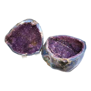 Polished and Cut 2-Piece Amethyst Geode