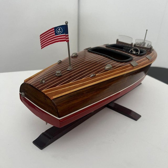 Miniature Motorboat in Various Woods, Metal and Lacquer from Chris Craft, Usa, 1950 For Sale - Image 11 of 13