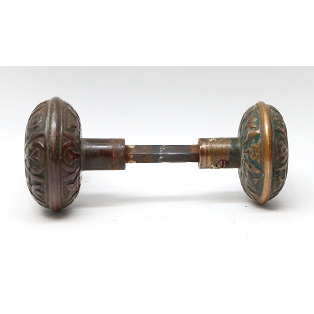 Traditional Antique 1890s Bronze Lockwood Vernacular Entry Door Knobs For Sale - Image 3 of 5