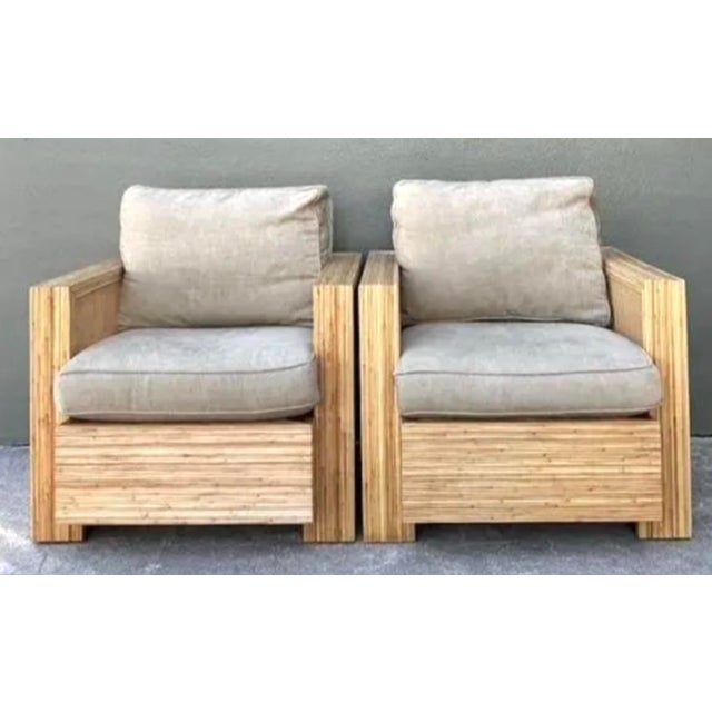 Vintage Lane Pencil Reed and Cane Lounge Chairs - A Pair For Sale - Image 11 of 12