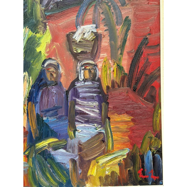 Eric Lo, Villagers, 1950s, Oil on Canvas, Framed For Sale - Image 10 of 11