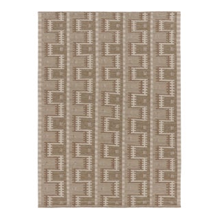 Rug & Kilim's Scandinavian Style Custom Flatweave Rug With Beige Geometry For Sale